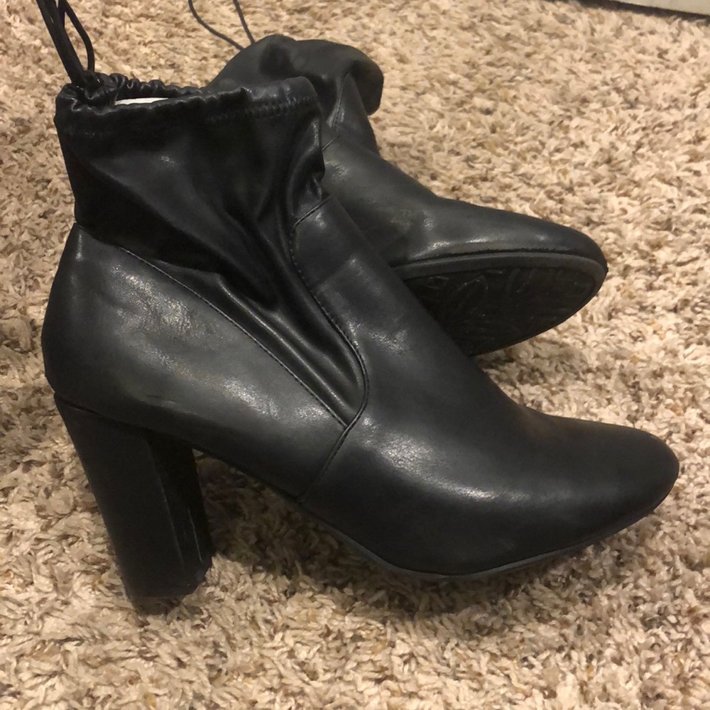 Black leather booties